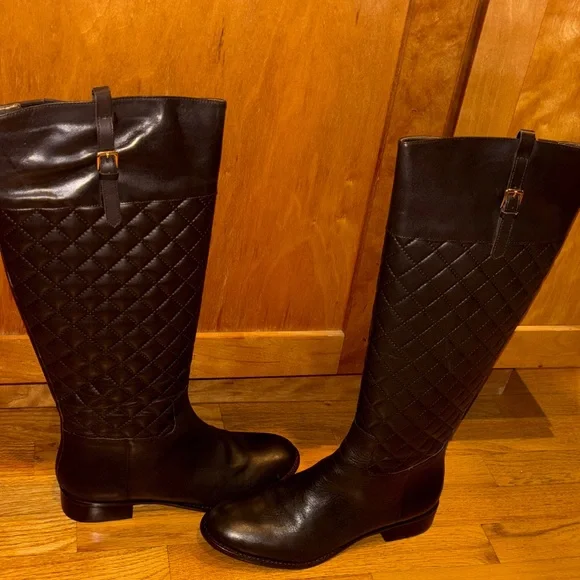 Elegant Talbots Brown Quilted Knee-High Boots NEW with Box - Picture 4 of 5